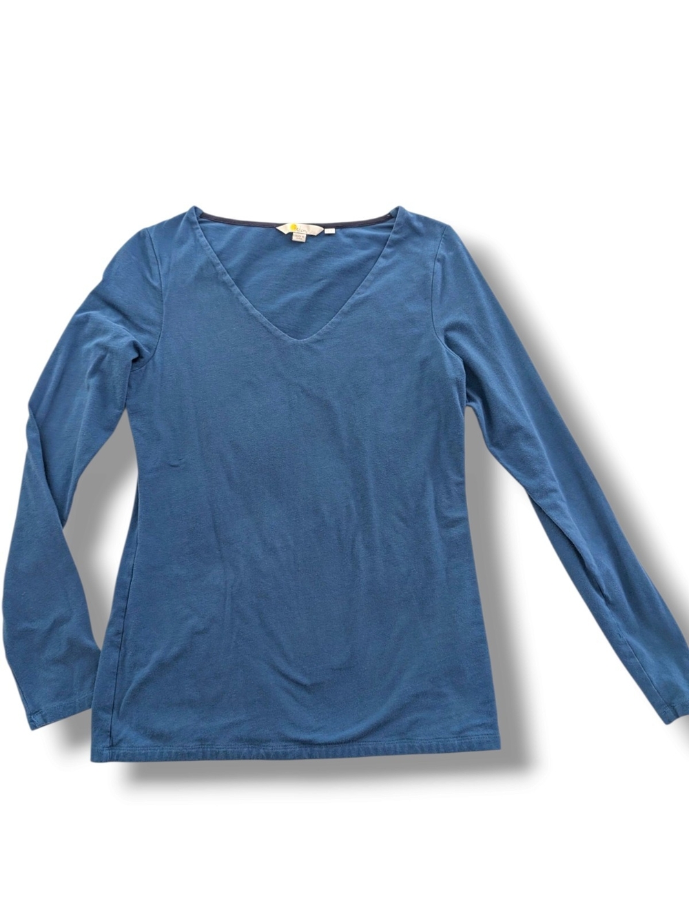 Boden long-sleeve Steel Blue V-neck top, Size US 8